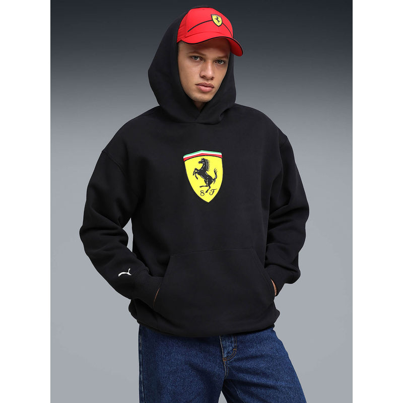 Puma Ferrari Shield Men's Black Printed Hoodie (S)