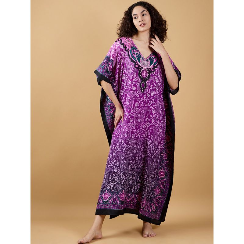 The Kaftan Company Purple Ombre Paisley Kaftan (XL)
