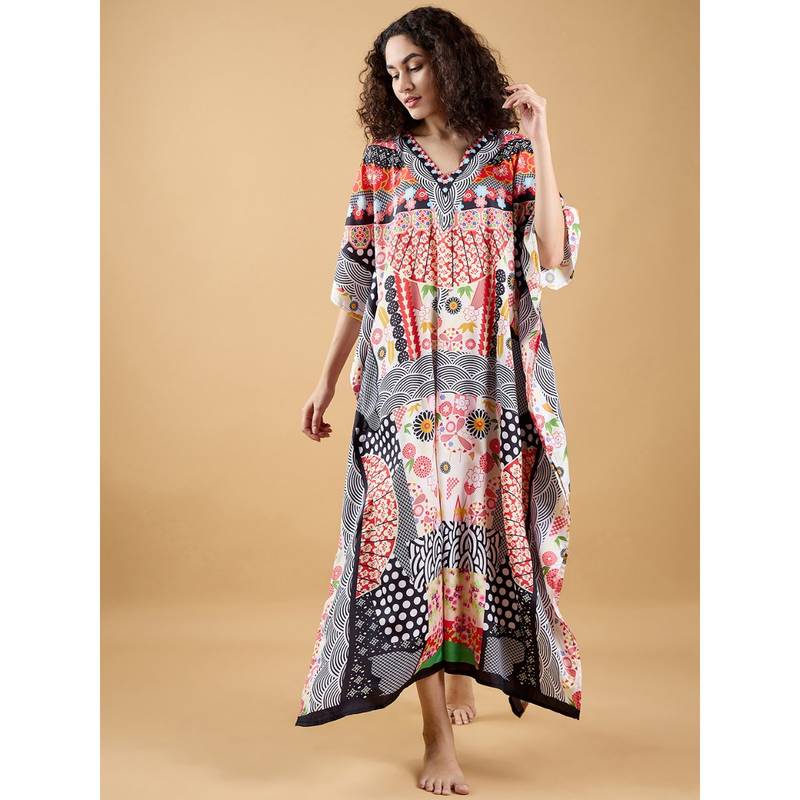 The Kaftan Company Playful Multicolored Printed Kaftan (M)