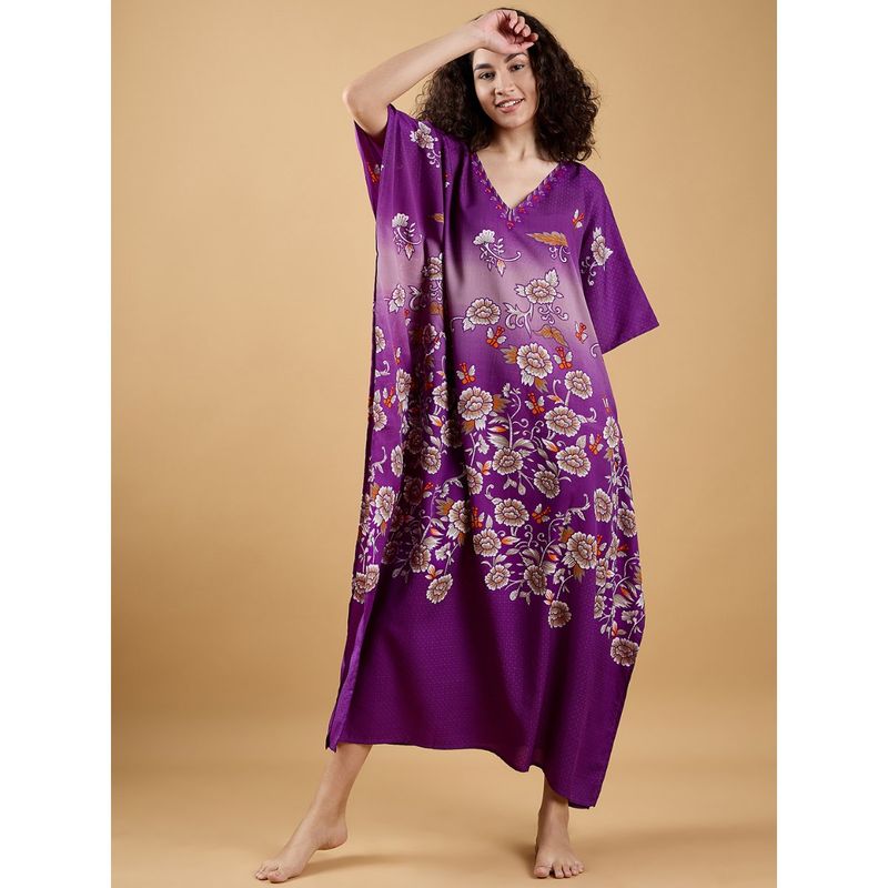 The Kaftan Company Purple Garden Kaftan (M)