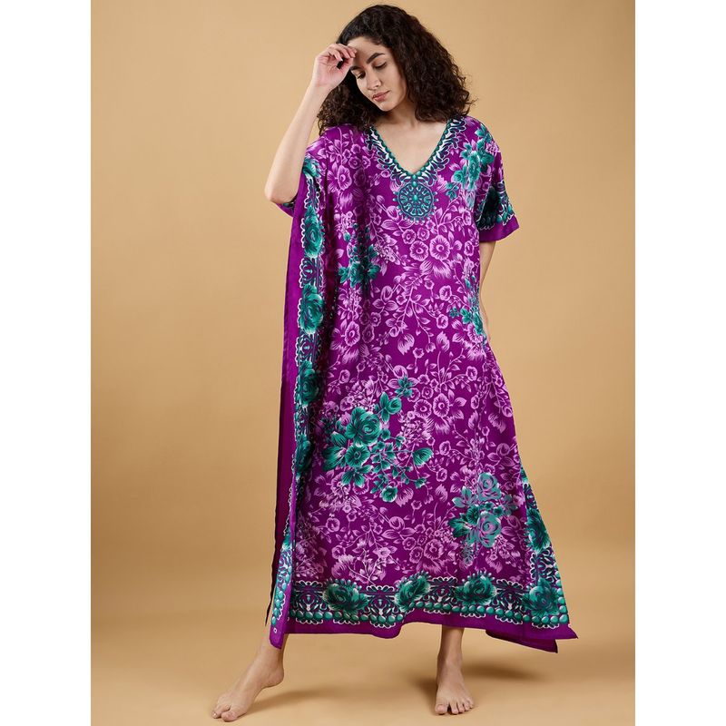 The Kaftan Company Vibrant Purple Symphony Kaftan (4XL)