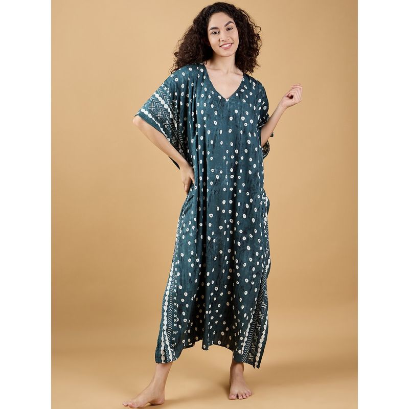 The Kaftan Company Bright Turquoise Vine Kaftan (XL)
