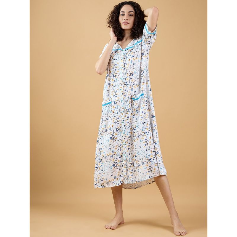 The Kaftan Company Multi Colour Cute Floral Charming Nightdress (S)