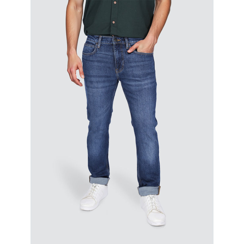 Lee Men Blue Travis Slim Tapered Fit Mid Rise Jeans (34)