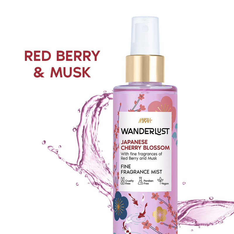Wanderlust Japanese Cherry Blossom Floral Perfume Mist with Sakura & Musk for Body & Hair