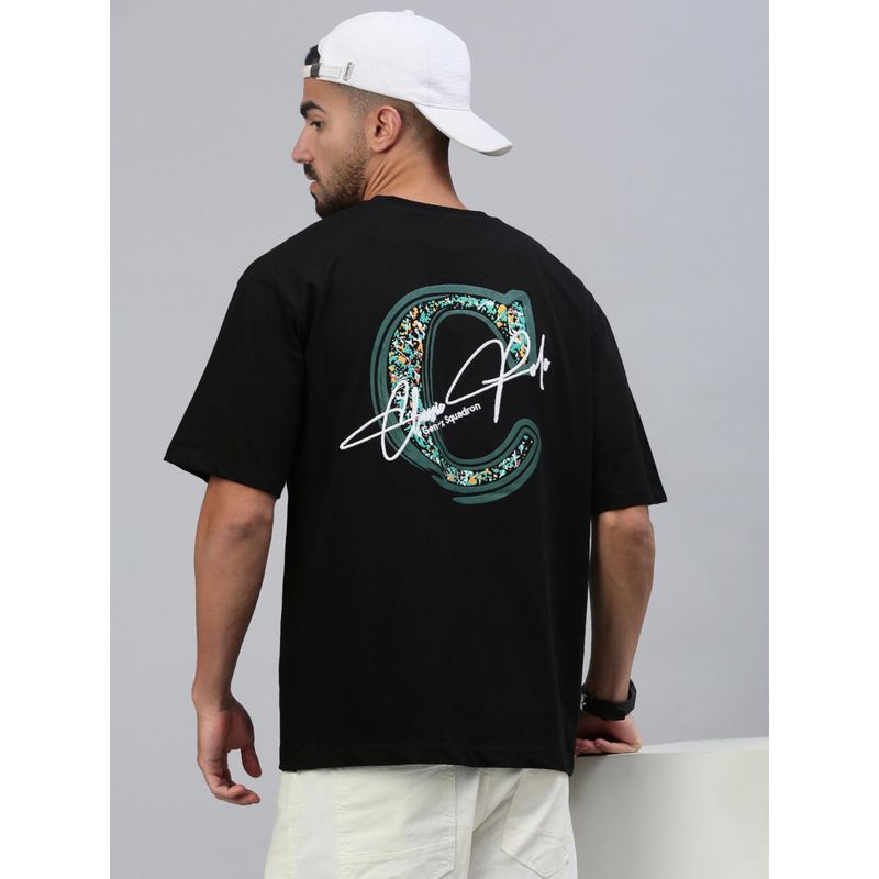 Classic Polo Men Black Printed Oversized Fit Cotton T-Shirt (2XL)