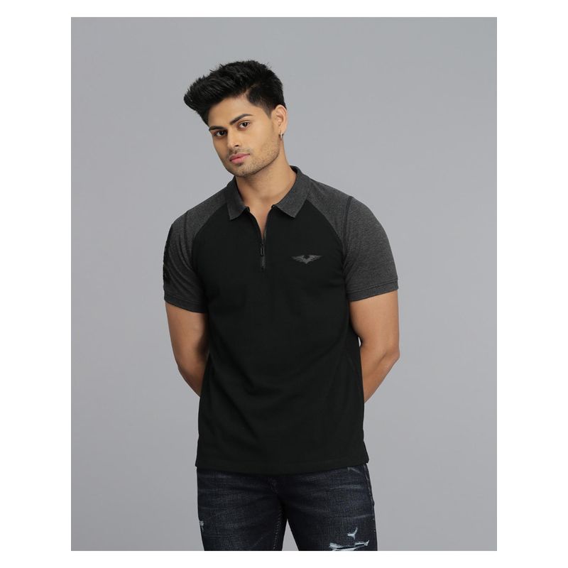 ROOKIES Men Black Colorblock Slim Fit Cotton Polo T-Shirt (3XL)