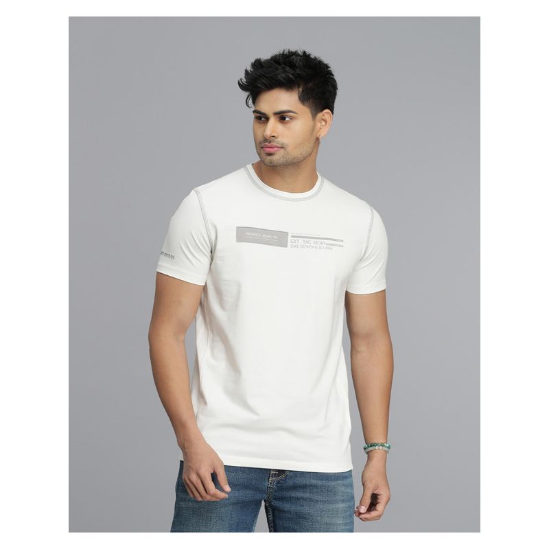 ROOKIES Men White Graphic Slim Fit Cotton T-Shirt (2XL)
