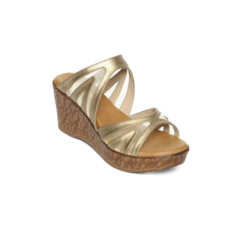 Monrow Gold Patterned Wedges (EURO 37)
