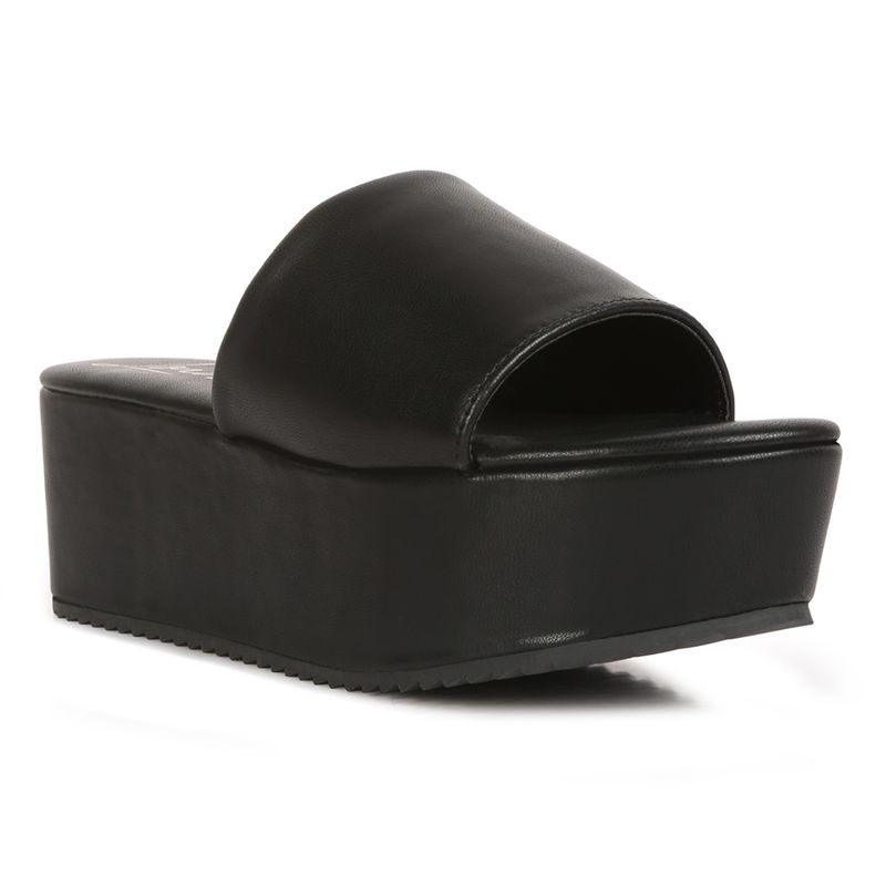 London Rag Solid Black Sandals(EURO 37)