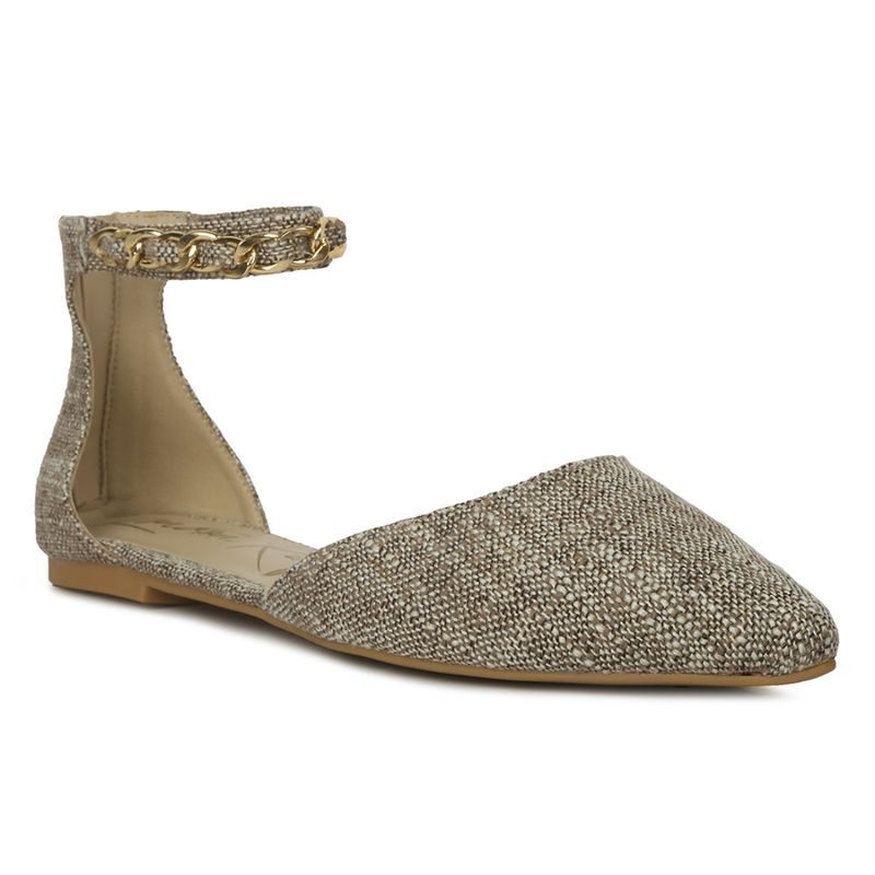 London Rag Embellished Khaki Flats(EURO 39)