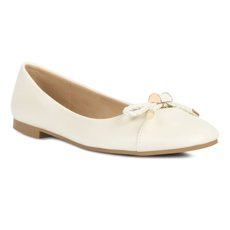 London Rag Textured Ivory Ballerinas(EURO 36)