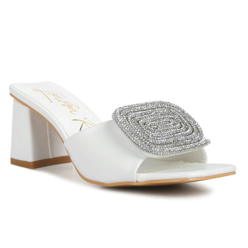 London Rag Embellished White Heels(EURO 38)