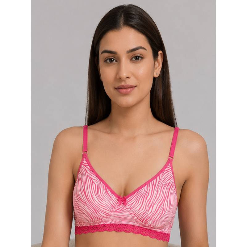 Mod & Shy Pink Animal Print Nylon Elastane Regular Bra (30B)