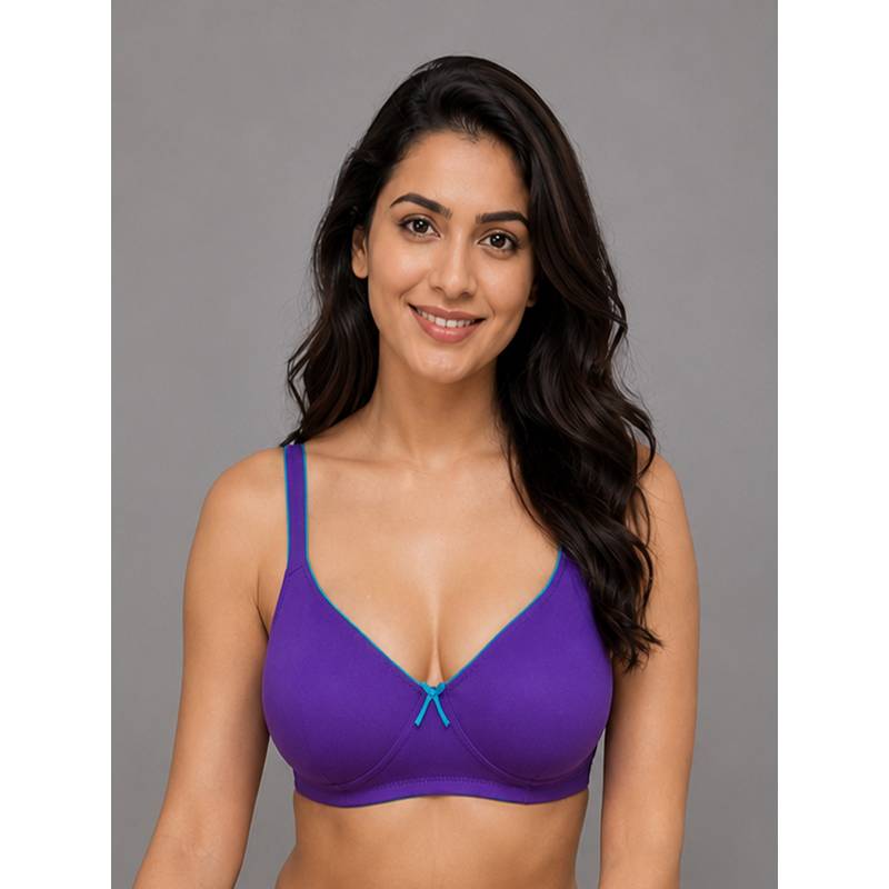 Mod & Shy Purple Solid Cotton/Elastane Regular Bra (32B)