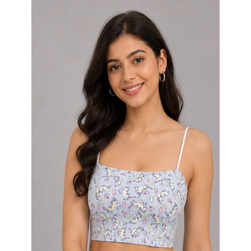 Mod & Shy Grey Printed Nylon Elastane Regular Bra (XS)