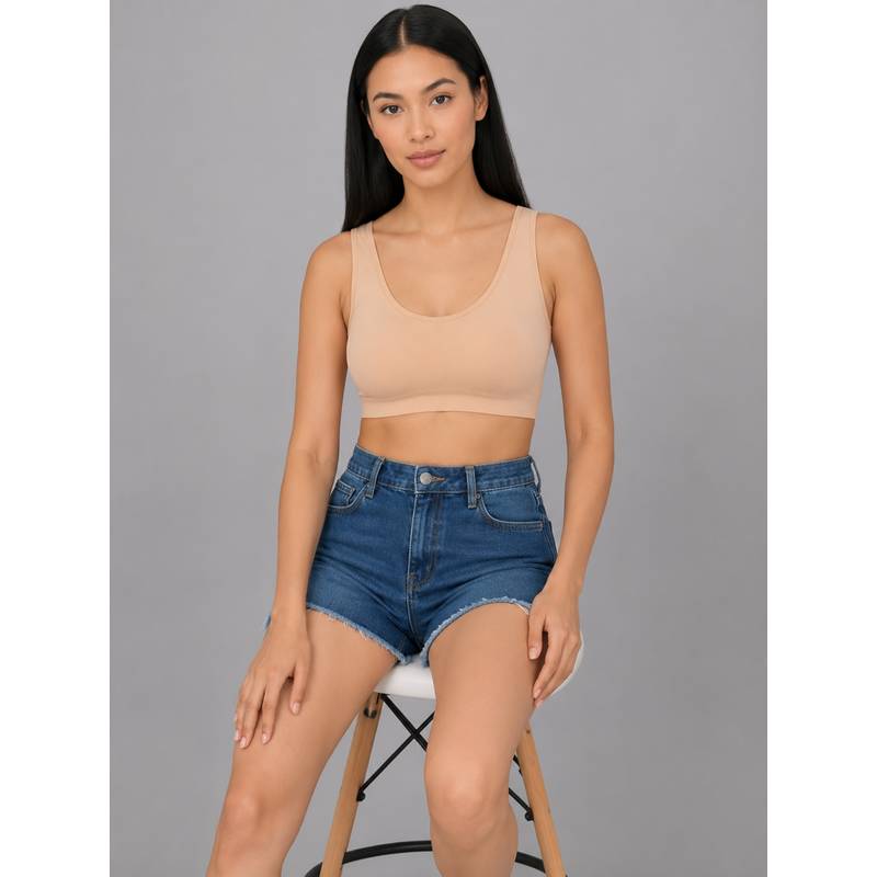 Mod & Shy Beige Solid Nylon Elastane Regular Bra (30B)