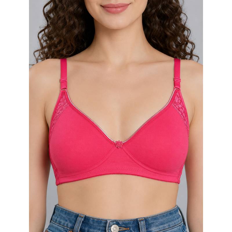 Mod & Shy Pink Solid Cotton/Elastane Regular Bra (32B)
