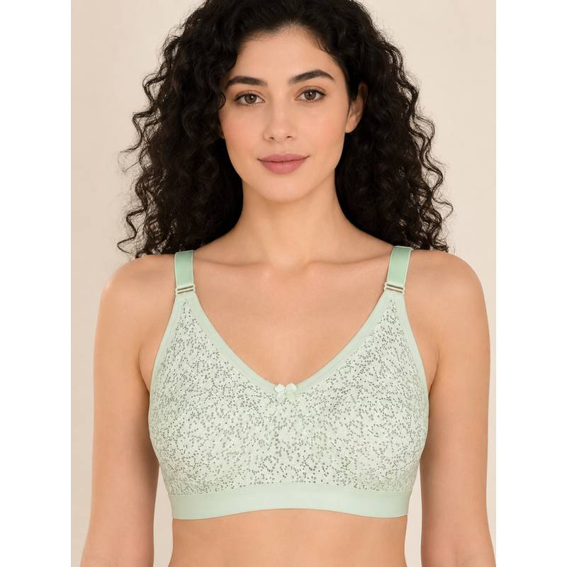 Mod & Shy Green Printed Cotton/Elastane Regular Bra (32B)