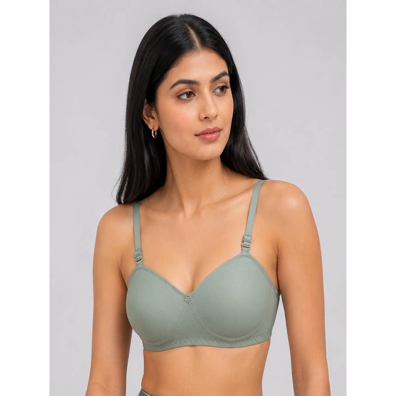 Mod & Shy Green Solid Cotton/Elastane Regular Bra (30B)