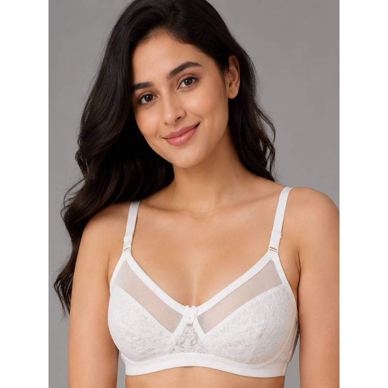 Mod & Shy White Self Design Nylon Elastane Regular Bra (32B)