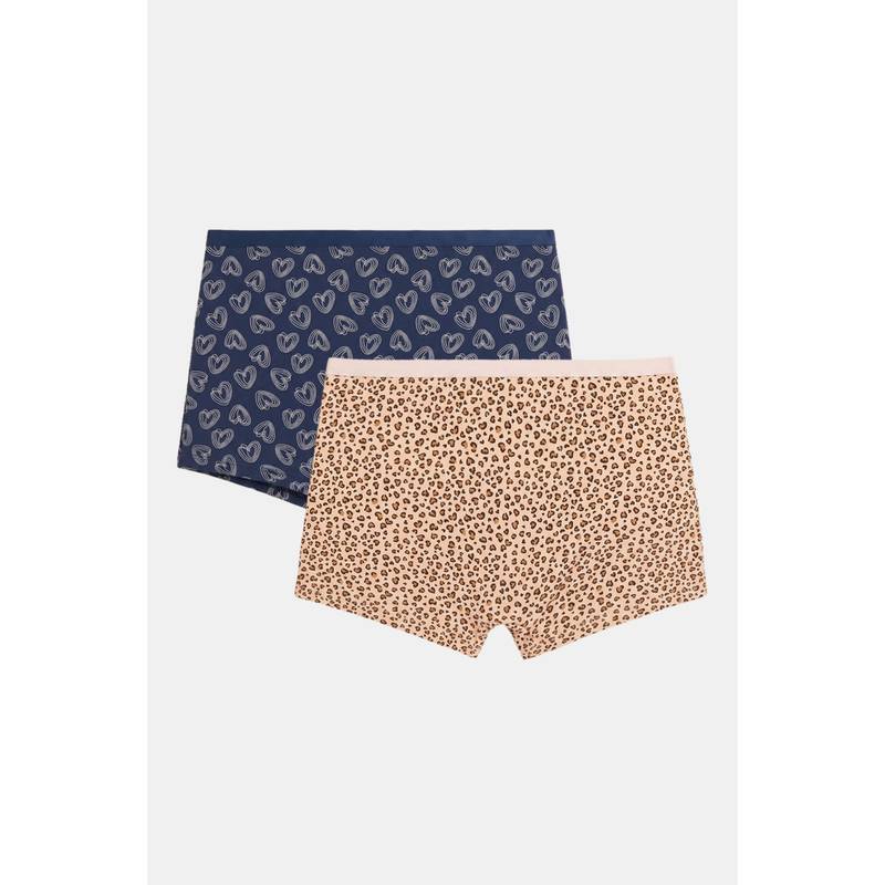 Zivame Multi-Color Printed Cotton Blend Regular Boyshorts (Pack of 2) (XL)