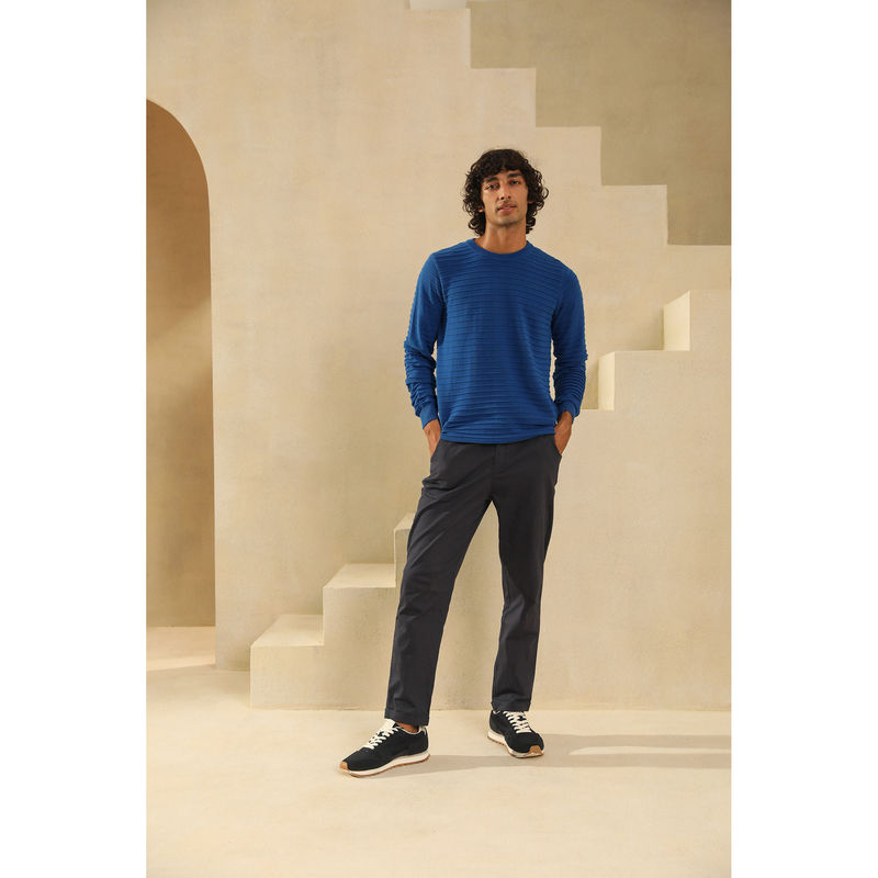 PRIMAL GRAY Cobalt Blue Cotton Knit Sweater Classic Pull Over (S)