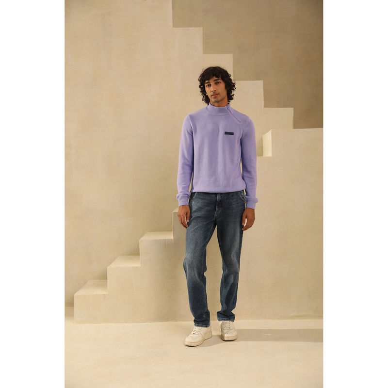 PRIMAL GRAY Lavender Cotton Knit Sweater Turtleneck Sweater (S)