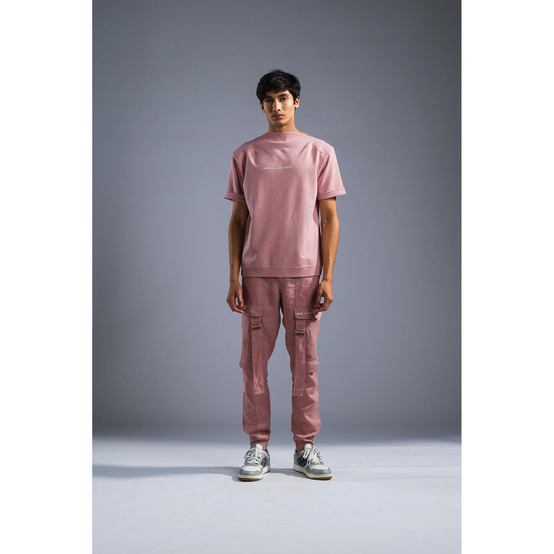 PRIMAL GRAY Dusky Pink Organic Cotton Rib Knit-Woven T-Shirt (S)