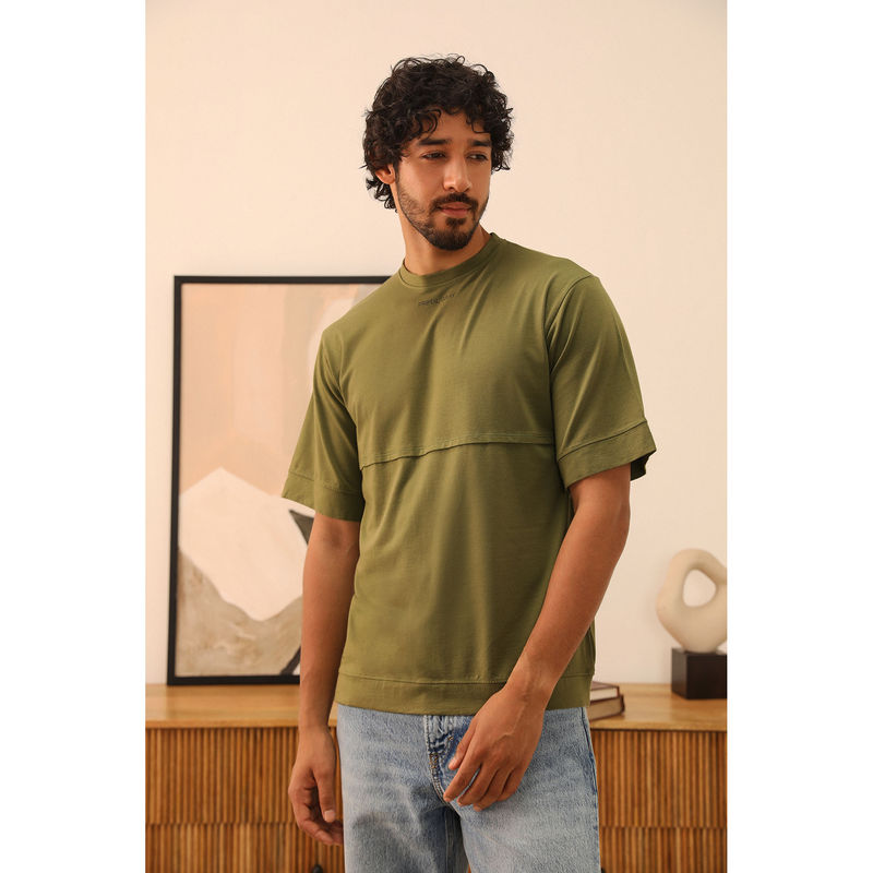 PRIMAL GRAY Green Cotton Modal Layered T-Shirt (M)