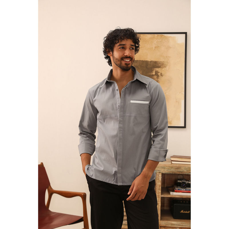 PRIMAL GRAY Grey Organic Cotton Funky Shirt (S)