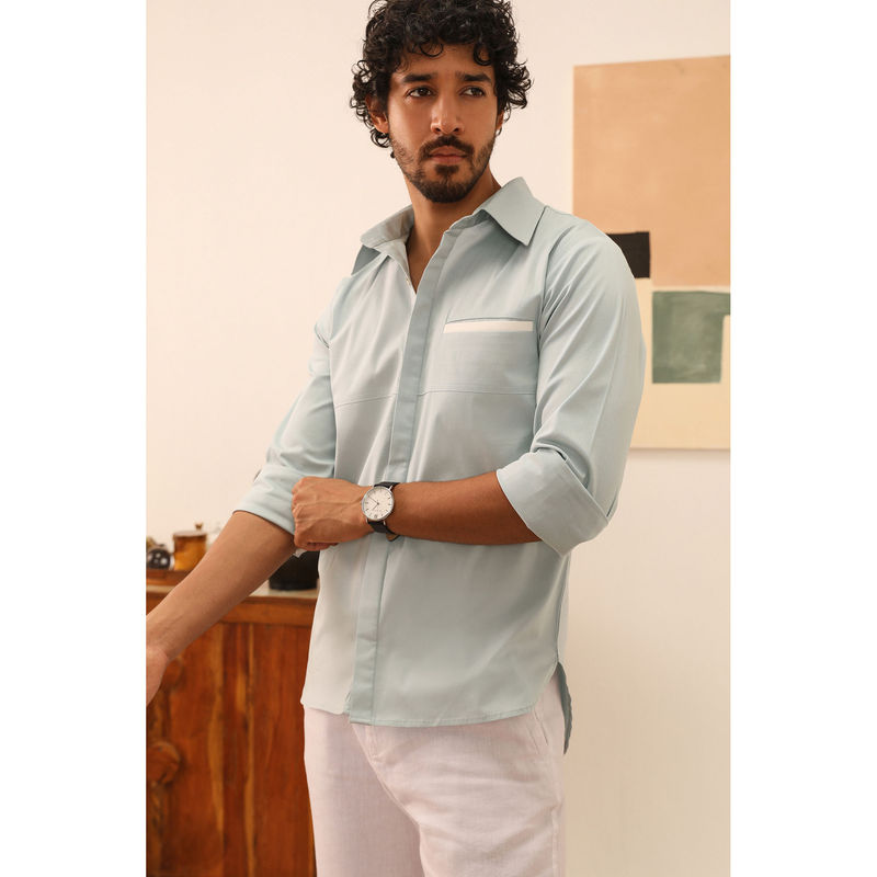 PRIMAL GRAY Ice Blue Organic Cotton Funky Shirt (S)