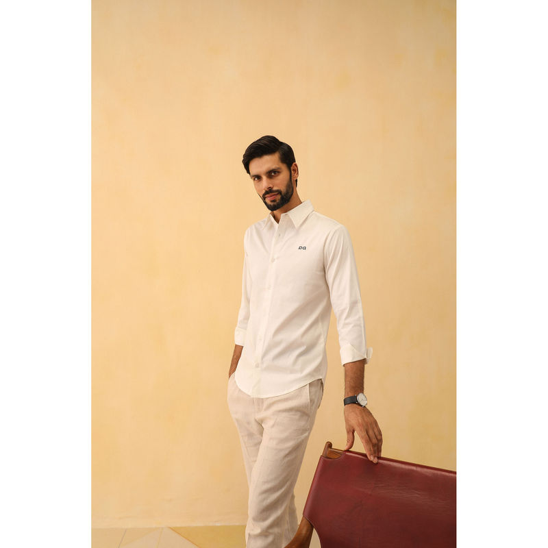 PRIMAL GRAY White Organic Cotton Pleated Shirt (S)