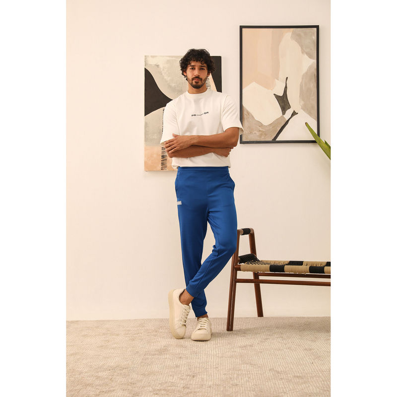 PRIMAL GRAY Cobalt Blue Polyester Athleisure Joggers Pants (S)