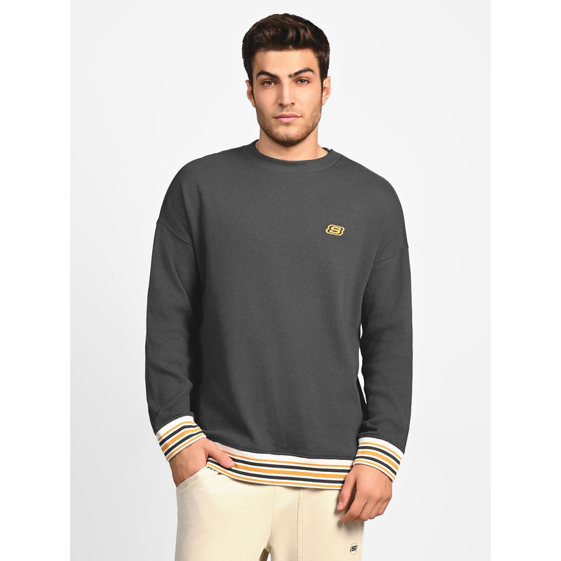 SKECHERS Men AD BOXY White Sweatshirt (S)