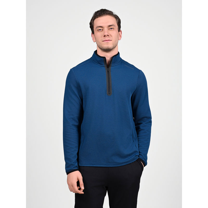 SKECHERS Men KNITS BURST 1/4 ZIP Blue T-Shirt (S)