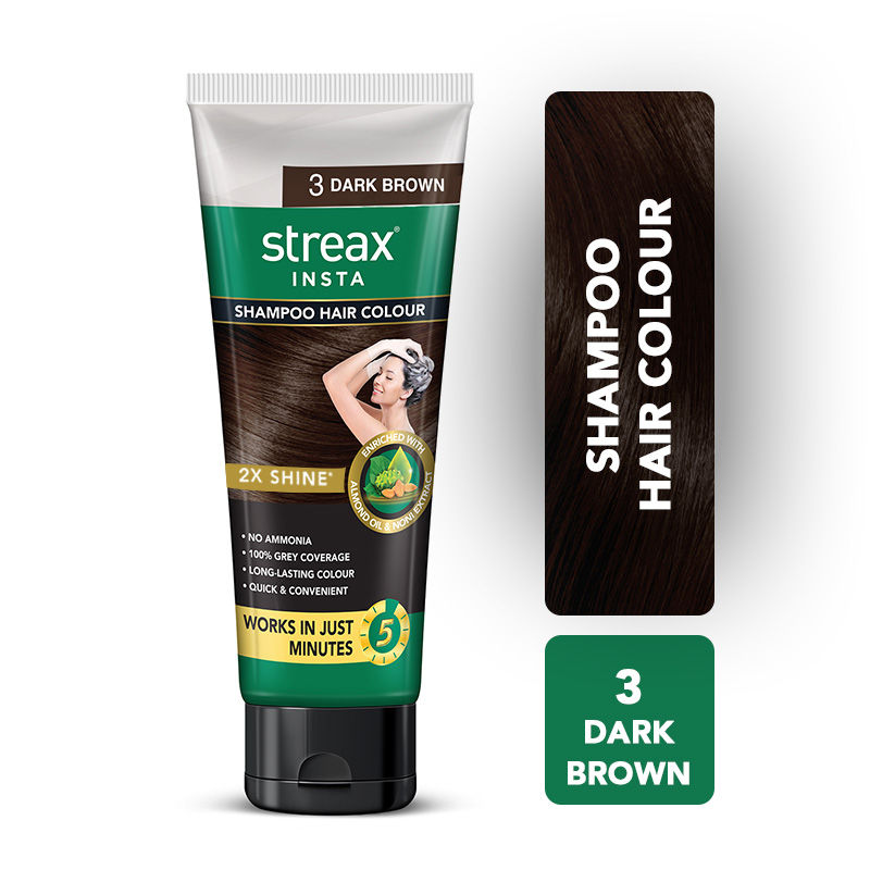 Streax Insta Shampoo Hair Colour - Dark Brown