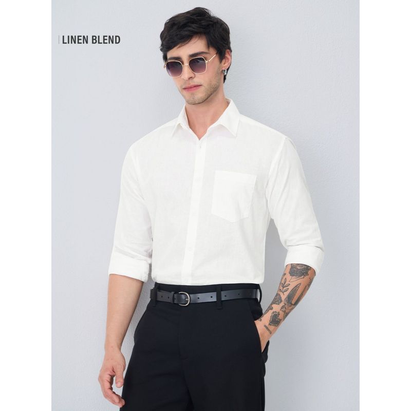 The Souled Store Men White Solid Shirt (L)