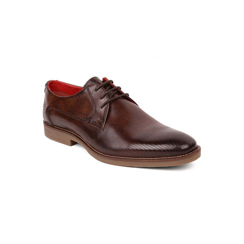 MASABIH Genuine Leather Brown LaceUp Derby Shoes (EURO 40)