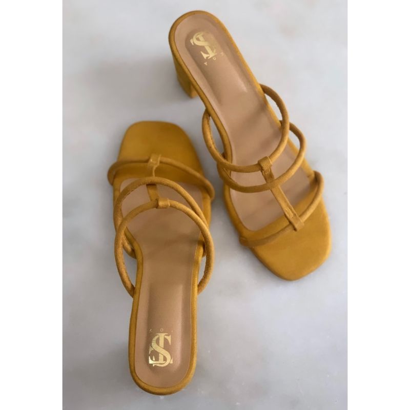 Shoe that fits you Stfy Solid Mustard Strappy Heels (EURO 35)