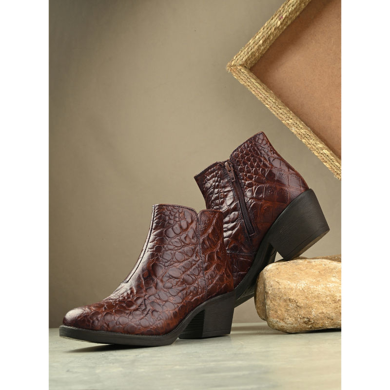 CARLO ROMANO Women Leather Ankle Casual Boots Brown (UK 4)