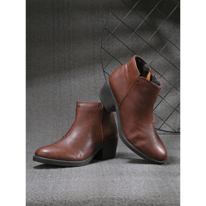 CARLO ROMANO Women Vegan Leather Mid Top Casual Boots Brown (UK 7)