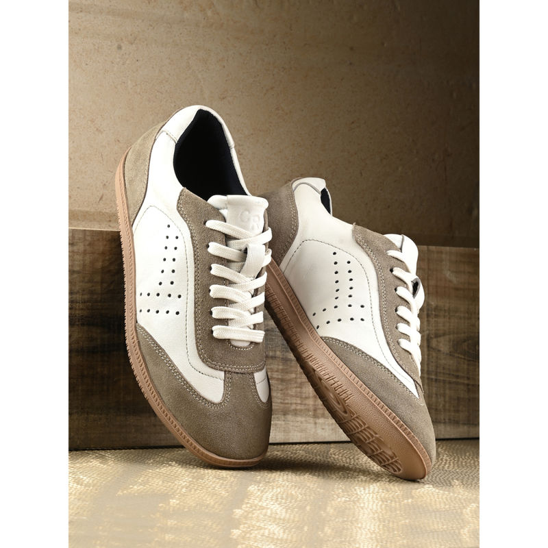 CARLO ROMANO Women Casual Leather Sneakers Beige & White (UK 4)