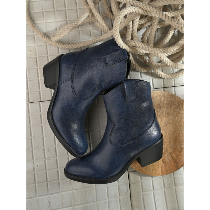 CARLO ROMANO Women Vegan Leather High Top Casual Boots Navy Blue (UK 7)