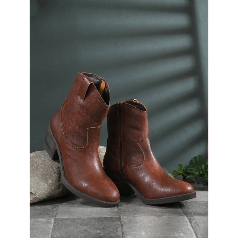 CARLO ROMANO Women Vegan Leather High Top Casual Boots Brown (UK 4)