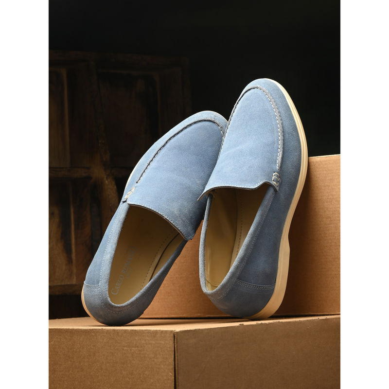CARLO ROMANO Men Suede Leather Loafers Blue (UK 6)