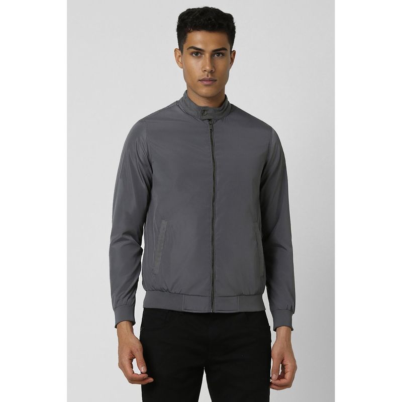 Van Heusen Men Grey Solid Casual Jacket (S)