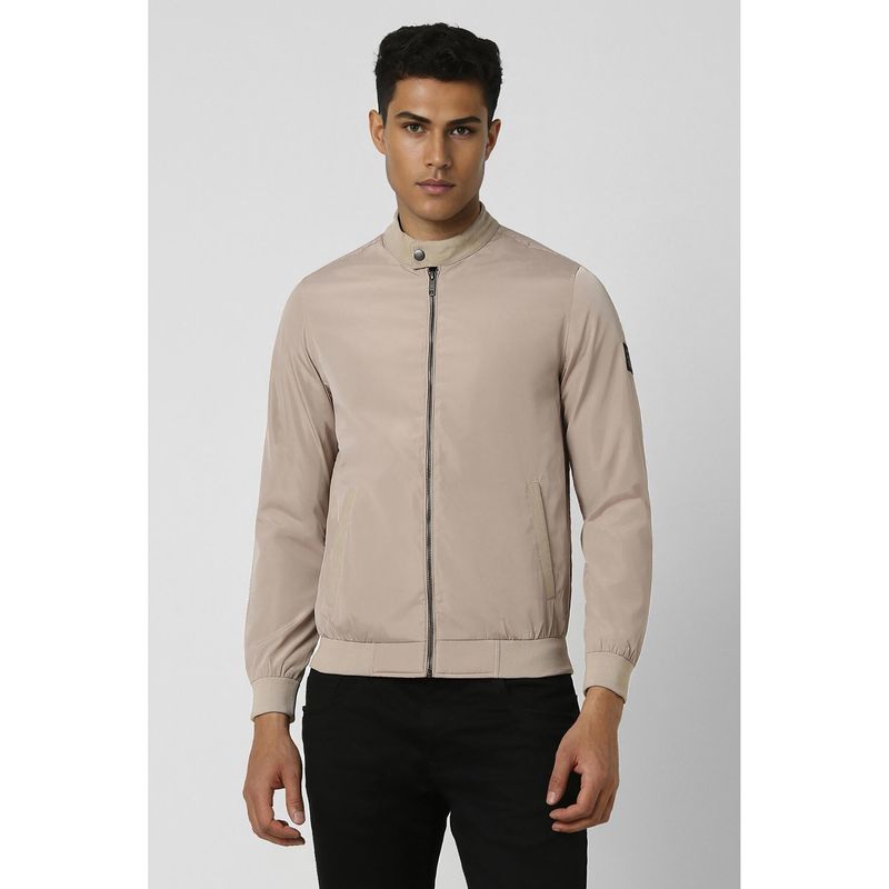 Van Heusen Men Beige Solid Casual Jacket (S)