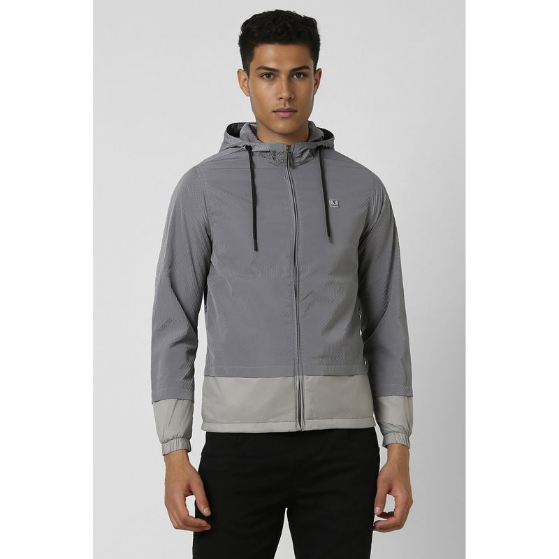 Van Heusen Men Grey Solid/Plain Casual Jacket (S)