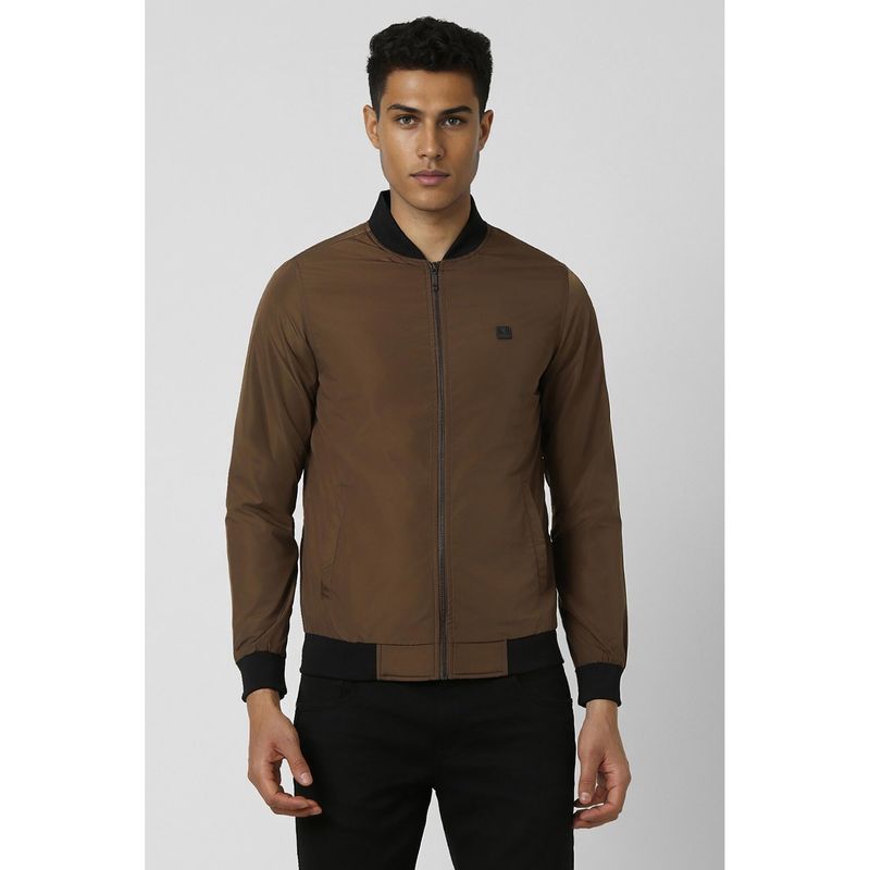 Van Heusen Men Brown Solid Casual Jacket (M)